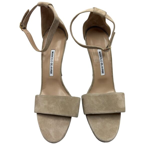 Manolo Blahnik Tres Ankle Strap Sandals In Nude Size 40 - Picture 2 of 15